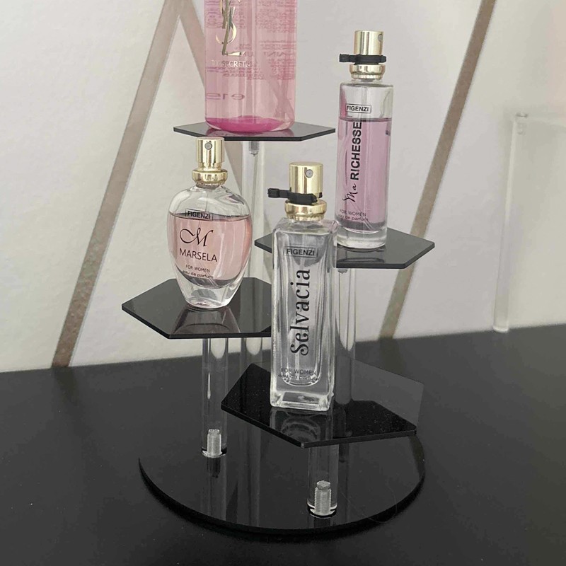 Acrylic 4 seat perfume manual high and low display rack