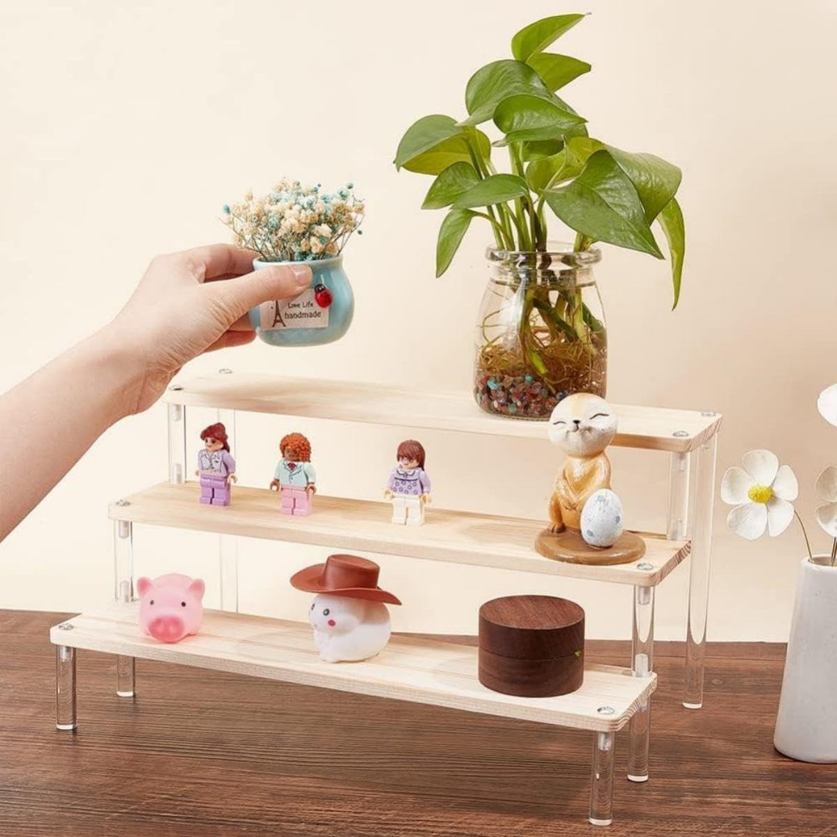 Acrylic wood toy perfume display rack